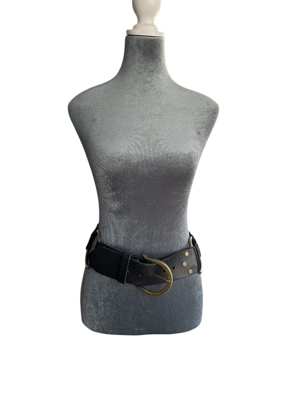 CAbi O-ring Harness Leather Belt. Black and Brass – Size S